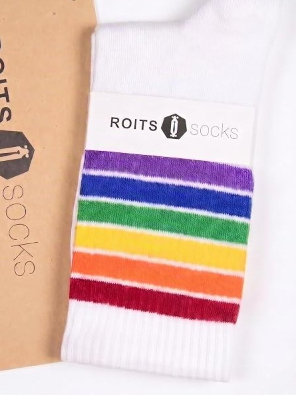 Roits Cotton Blend Rainbow Pride Unisex Men Women Sports Crew Sock Gift Idea